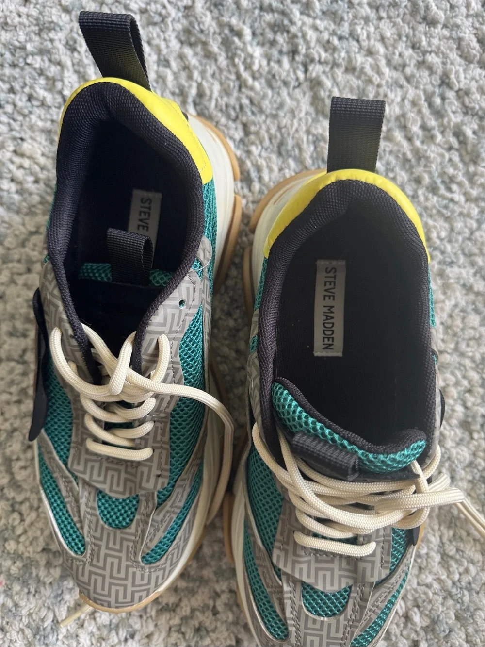 Steve Madden Gray Teal Athletic Sneakers with Cream Laces